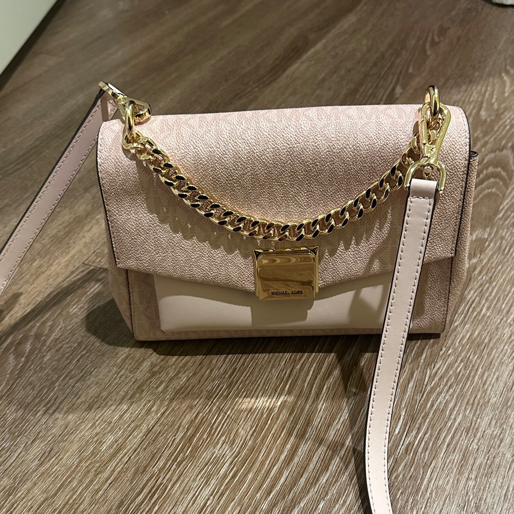 Michael Kors Blush Crossbody Bag with Gold Chain